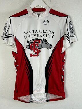 Santa Clara University Mighty Broncos Primal Cycling Jersey Mens Large Red/White
